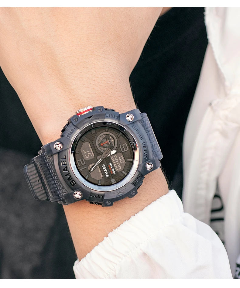 Military Watch Quartz Wristwatches Sport 50M Waterproof Alarm Clock Light Analog Digital Male Clocks 8007 Mens Watches Digital