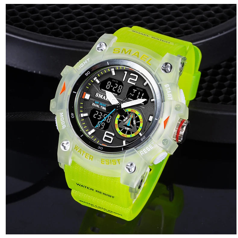 Military Watch Quartz Wristwatches Sport 50M Waterproof Alarm Clock Light Analog Digital Male Clocks 8007 Mens Watches Digital